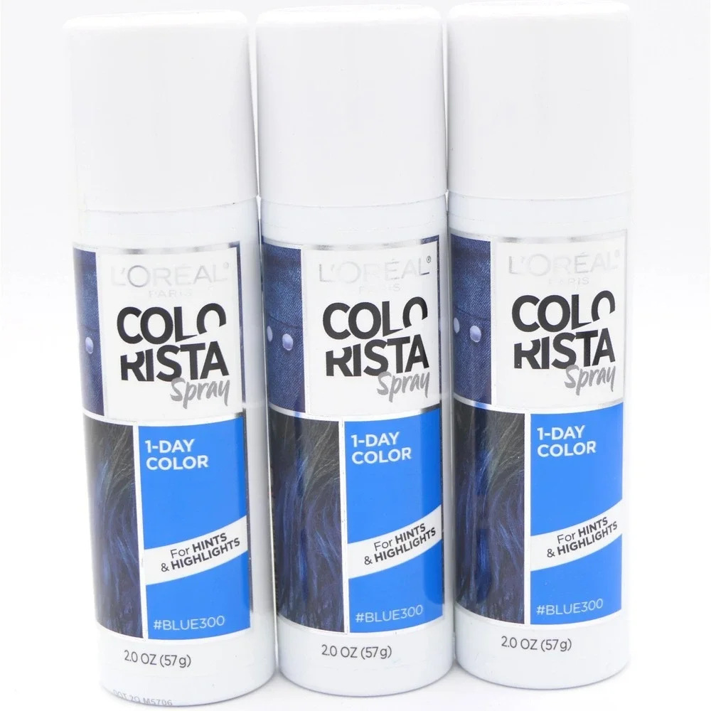 L'Oreal Colorista Spray 1-Day Color For Hints & Highlights #Blue300 3 Pack